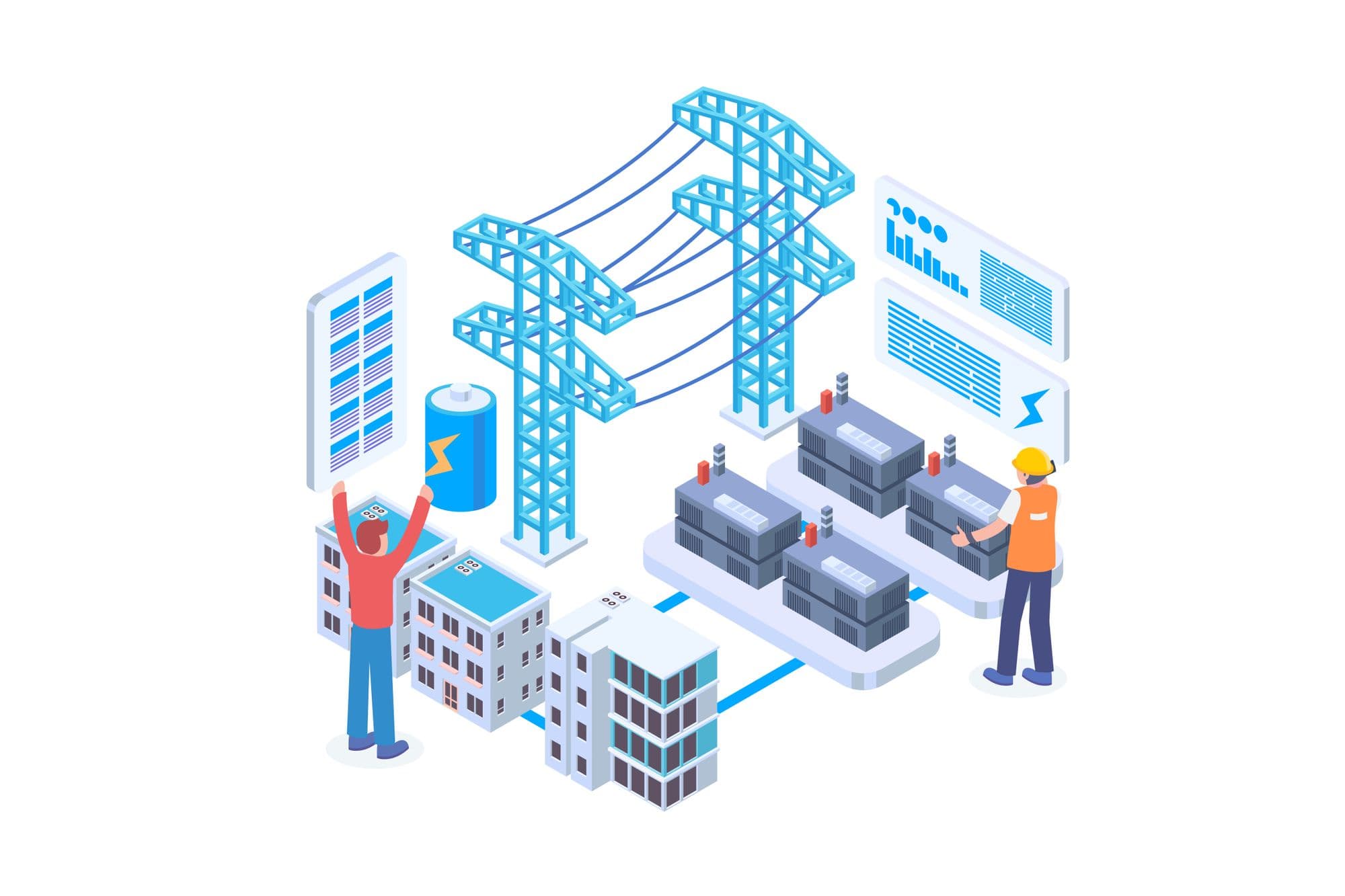 High Voltage Transmission Lines Illustration